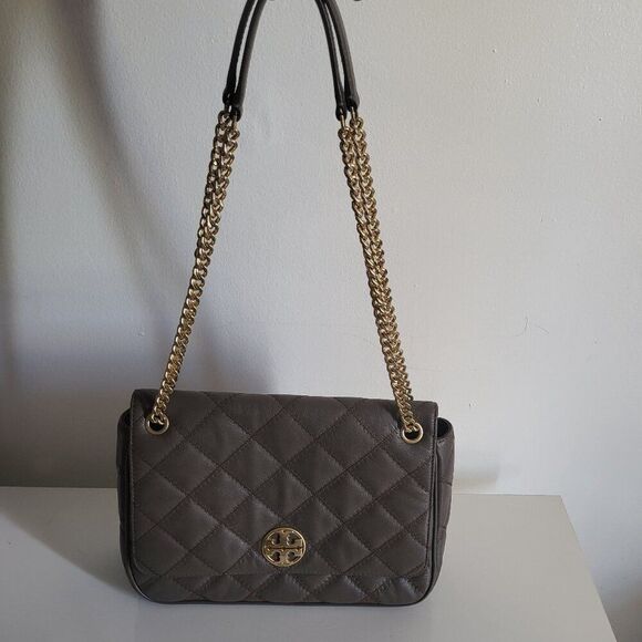 Tory Burch Quilted Shoulder Bag in Brown with Gold Chain - Picture 13 of 13